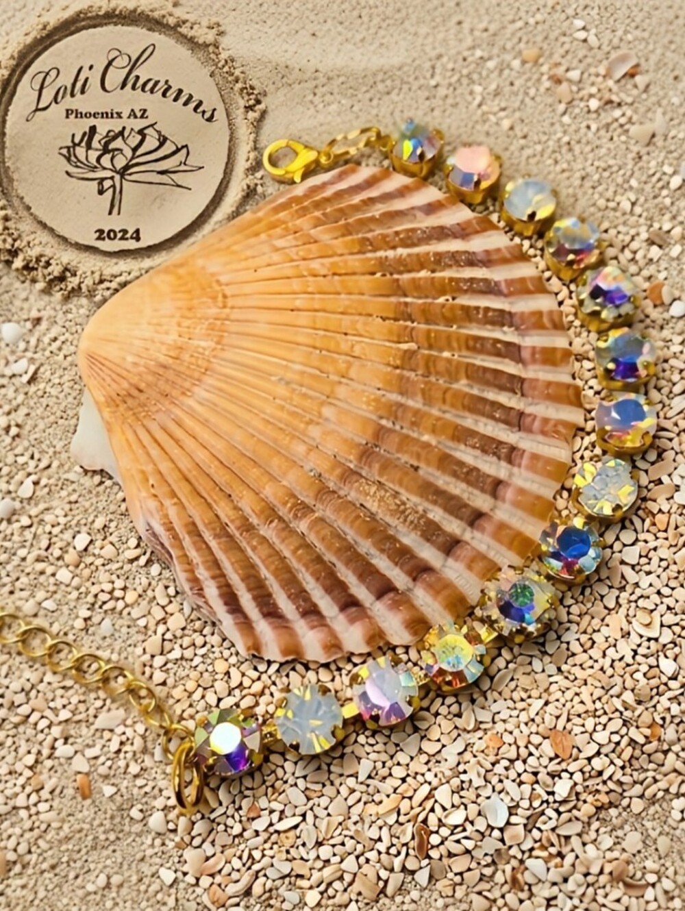 Sparkling White Crystal & Opal AB Flowers Bracelet In Classic 18K Gold Plated